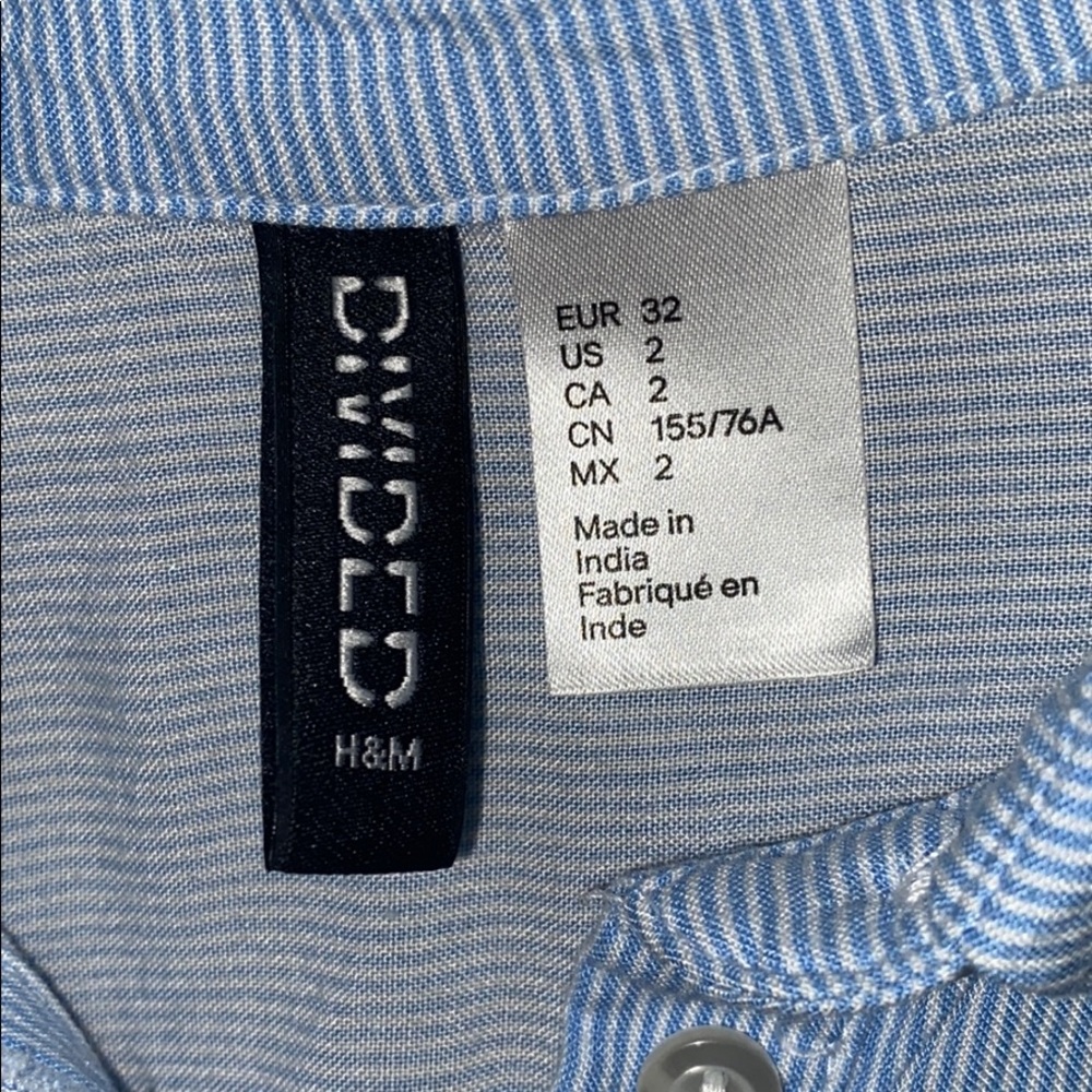 H&M Divided Blue Striped Button Up Top - Picture 4 of 4